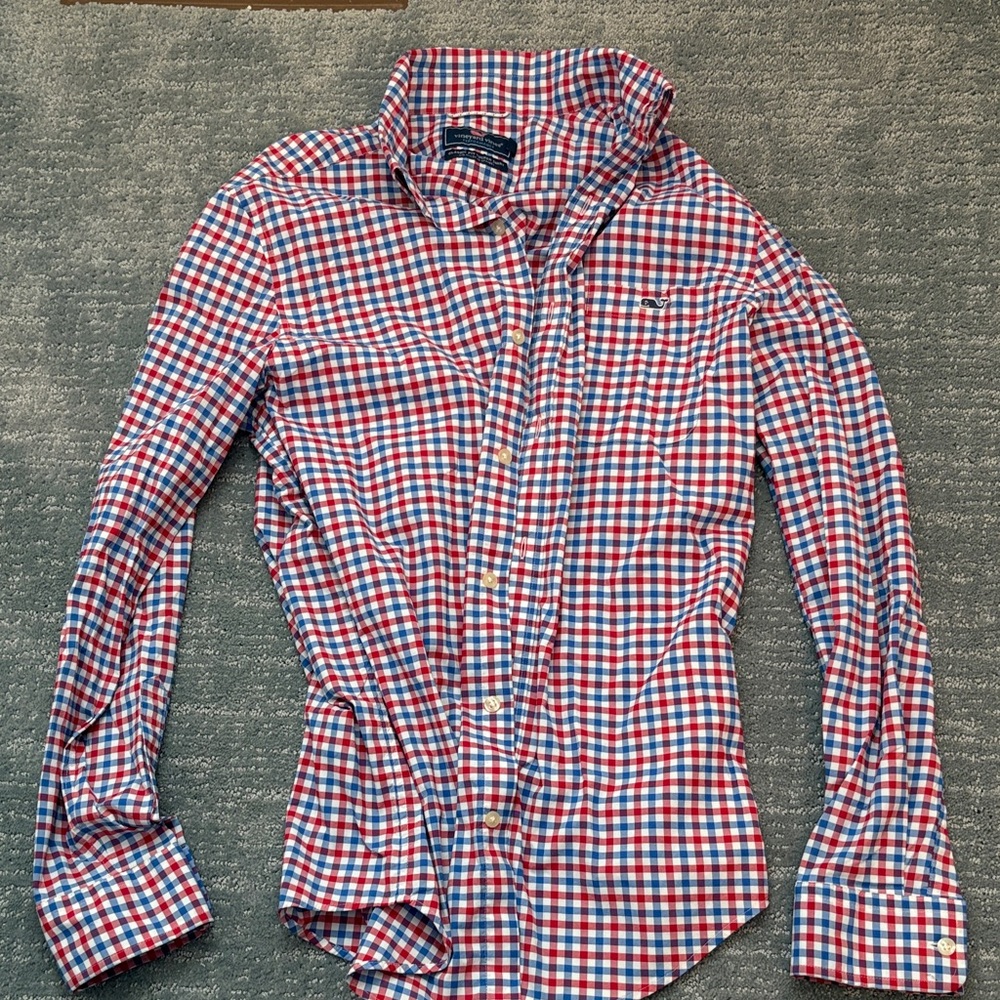 Vineyard Vines Red and Blue Plaid Shirt